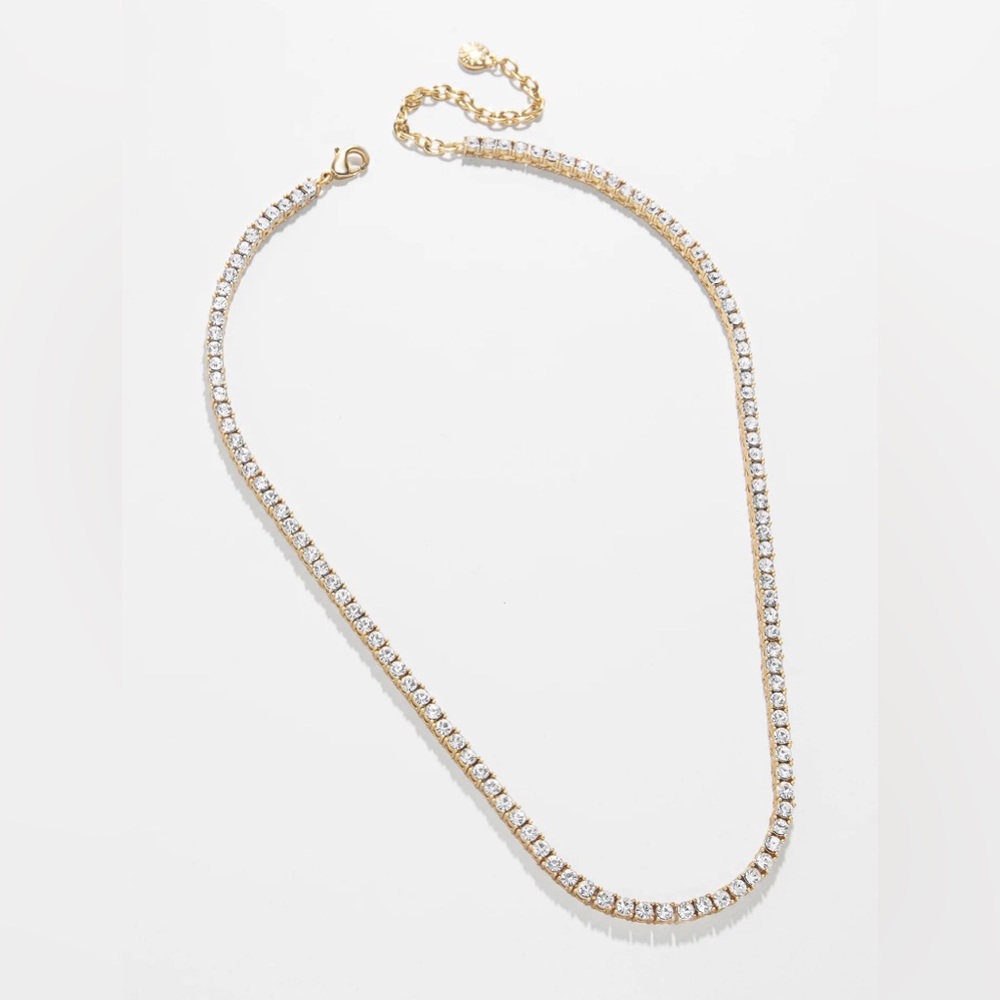 Bauble Bar Bennett Tennis Necklace Gold Rhinestone